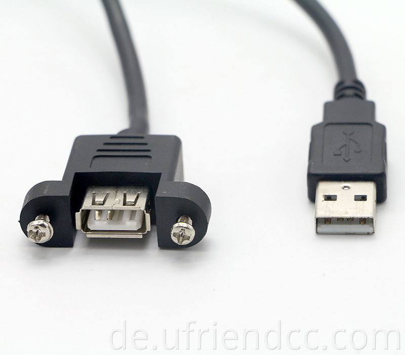 USB2.0 3.0 Verlängerungskabel mit Schraubenverriegelungsmikro -Mini -USB -Typ A B C -Panel -Mount weiblich zu männlich